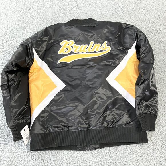 Boston‎ Bruins Starter Jacket Women's Medium Black Snap Buttons Logo Pockets New - Picture 7 of 7